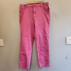 Kut from the Kloth High Rise Naomi Fab AB Girlfriend Ankle Straight Pink Denim